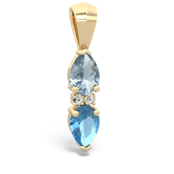 Aquamarine Bowtie Drop 14K Yellow Gold pendant P0865