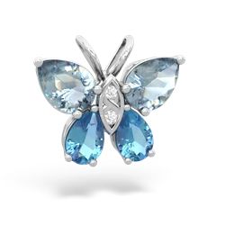 Aquamarine Butterfly 14K White Gold pendant P2215