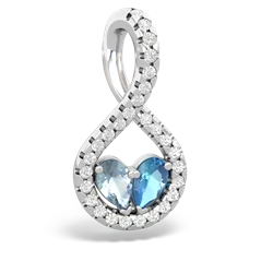 Aquamarine Pave Twist 'One Heart' 14K White Gold pendant P5360