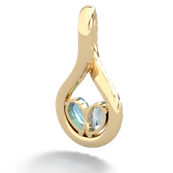 Aquamarine Pave Twist 'One Heart' 14K Yellow Gold pendant P5360