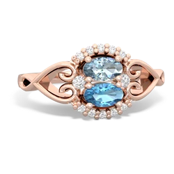 Aquamarine Love Nest 14K Rose Gold ring R5860