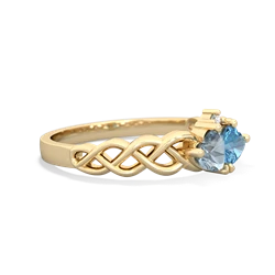 Aquamarine Heart To Heart Braid 14K Yellow Gold ring R5870