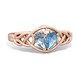 Aquamarine Celtic Love Knot 14K Rose Gold ring R5420