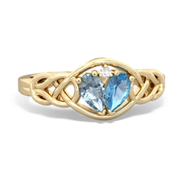 Aquamarine Celtic Love Knot 14K Yellow Gold ring R5420