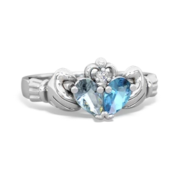 Aquamarine 'Our Heart' Claddagh 14K White Gold ring R2388