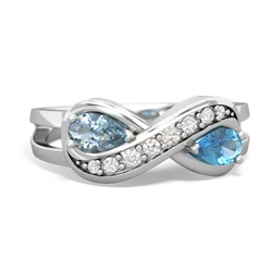 Aquamarine Diamond Infinity 14K White Gold ring R5390