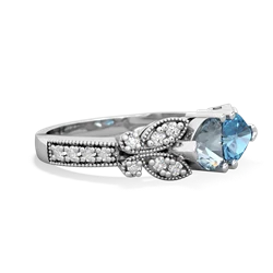 Aquamarine Diamond Butterflies 14K White Gold ring R5601