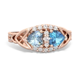 Aquamarine Sparkling Celtic Knot 14K Rose Gold ring R2645