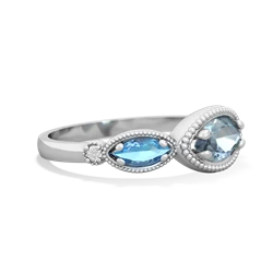 Aquamarine Milgrain Marquise 14K White Gold ring R5700