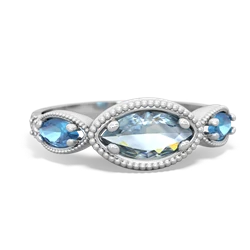 Aquamarine Milgrain Marquise 14K White Gold ring R5700