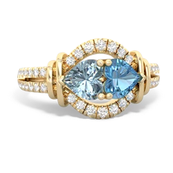 Aquamarine Art-Deco Keepsake 14K Yellow Gold ring R5630