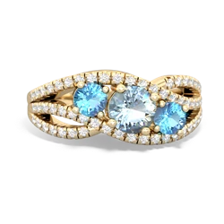 Aquamarine Three Stone Aurora 14K Yellow Gold ring R3080