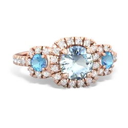 Aquamarine Regal Halo 14K Rose Gold ring R5350