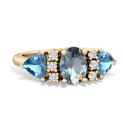 Aquamarine Antique Style Three Stone 14K Yellow Gold ring R2186