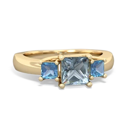 Aquamarine Three Stone Trellis 14K Yellow Gold ring R4015