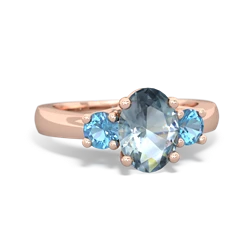 Aquamarine Three Stone Oval Trellis 14K Rose Gold ring R4024