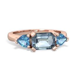 Aquamarine Three Stone 14K Rose Gold ring R5235