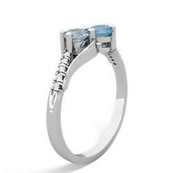 Aquamarine Infinity Pave Two Stone 14K White Gold ring R5285