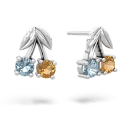 Aquamarine Sweet Cherries 14K White Gold earrings E7001