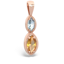 Aquamarine Antique-Style Halo 14K Rose Gold pendant P5700