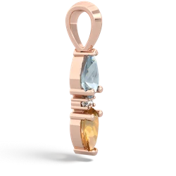 Aquamarine Bowtie Drop 14K Rose Gold pendant P0865