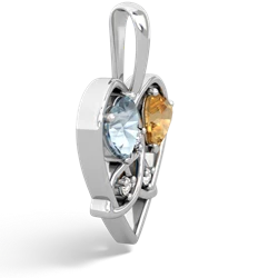 Aquamarine Celtic Trinity Heart 14K White Gold pendant P5331