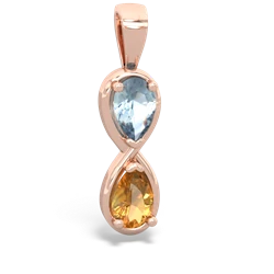 Aquamarine Infinity 14K Rose Gold pendant P5050