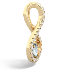 Aquamarine Pave Twist 'One Heart' 14K Yellow Gold pendant P5360