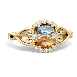 Aquamarine Love Nest 14K Yellow Gold ring R5860