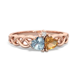 Aquamarine Heart To Heart Braid 14K Rose Gold ring R5870