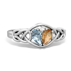 Aquamarine Celtic Love Knot 14K White Gold ring R5420