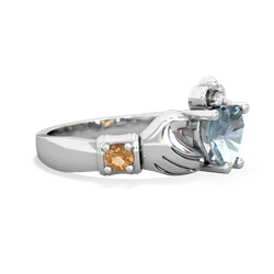 Aquamarine Claddagh Keepsake 14K White Gold ring R5245