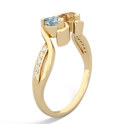 Aquamarine Side By Side 14K Yellow Gold ring R3090