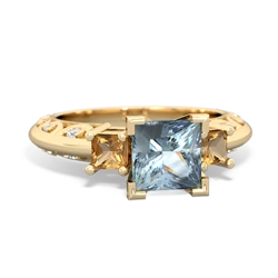 Aquamarine Eternal Embrace Engagement 14K Yellow Gold ring C2001