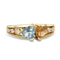 Aquamarine Heart To Heart 14K Yellow Gold ring R3342