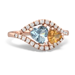 Aquamarine Mother And Child 14K Rose Gold ring R3010