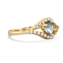 Aquamarine Mother And Child 14K Yellow Gold ring R3010