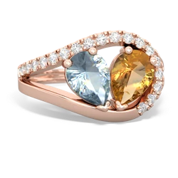 Aquamarine Nestled Heart Keepsake 14K Rose Gold ring R5650