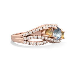 Aquamarine Three Stone Aurora 14K Rose Gold ring R3080