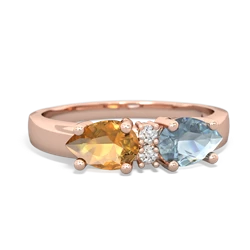 Aquamarine Pear Bowtie 14K Rose Gold ring R0865