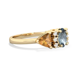 Aquamarine Antique Style Three Stone 14K Yellow Gold ring R2186