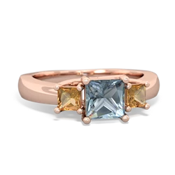 Aquamarine Three Stone Trellis 14K Rose Gold ring R4015