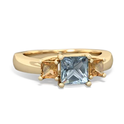 Aquamarine Three Stone Trellis 14K Yellow Gold ring R4015