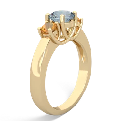 Aquamarine Three Stone Round Trellis 14K Yellow Gold ring R4018