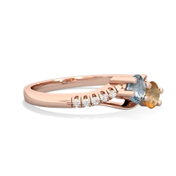 Aquamarine Infinity Pave Two Stone 14K Rose Gold ring R5285