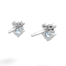 Aquamarine Diamond Bows 14K White Gold earrings E7002