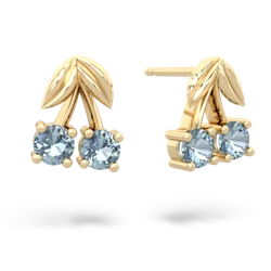 Aquamarine Sweet Cherries 14K Yellow Gold earrings E7001