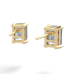 Aquamarine 7X5mm Emerald-Cut Stud 14K Yellow Gold earrings E1856