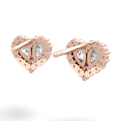 Aquamarine Halo 14K Rose Gold earrings E7008