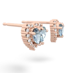 Aquamarine Halo 14K Rose Gold earrings E7008